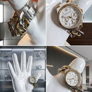 Michael Kors Two-Tone Chronograph Watch | Oversized Chain Link Bracelet